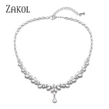 Marquise Cut CZ Leaf Necklace for Women Bridal Wedding Party Jewelry