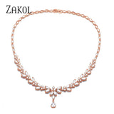 Marquise Cut CZ Leaf Necklace for Women Bridal Wedding Party Jewelry