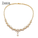Marquise Cut CZ Leaf Necklace for Women Bridal Wedding Party Jewelry