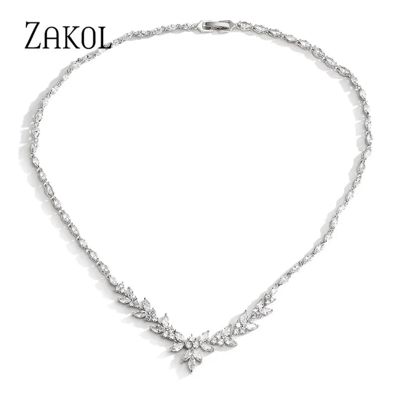 Leaf Chain Choker Necklace for Women Bridal Wedding Jewelry