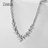 Leaf Chain Choker Necklace for Women Bridal Wedding Jewelry