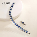Green Square Green CZ Bracelets for Women Shinny Colorful Crystal Charm