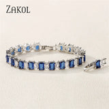 Green Square Green CZ Bracelets for Women Shinny Colorful Crystal Charm