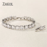 Green Square Green CZ Bracelets for Women Shinny Colorful Crystal Charm