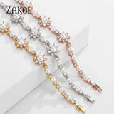 Pearl Charm Bracelet with Zircon Flower, Wedding Jewelry