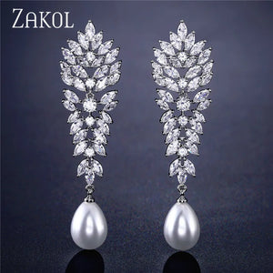 Marquise Cut Zirconia Crystal Dangle Earrings EP2211