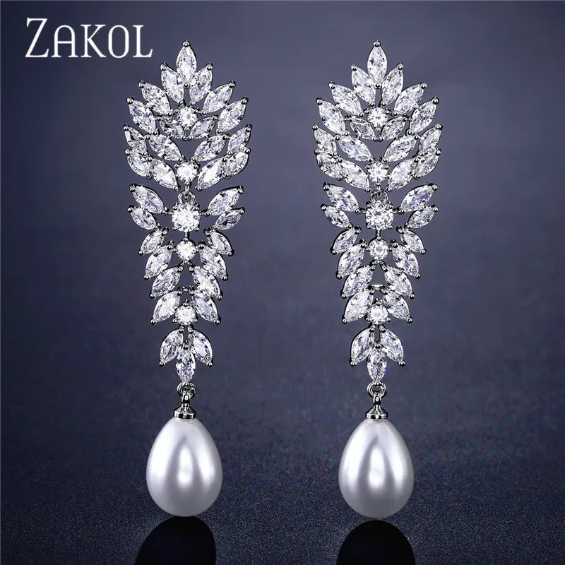 Marquise Cut Zirconia Crystal Dangle Earrings EP2211