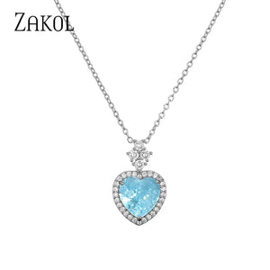 Royal Heart CZ Pendant Necklace for Women Wedding Party