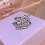 Silver CZ Multi-layer Finger Ring for Women