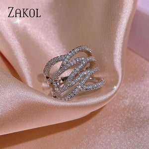 Silver CZ Multi-layer Finger Ring for Women
