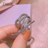 Silver CZ Multi-layer Finger Ring for Women