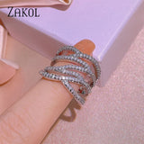 Silver CZ Multi-layer Finger Ring for Women