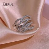 Silver CZ Multi-layer Finger Ring for Women