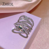 Silver CZ Multi-layer Finger Ring for Women