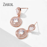 Square Water Drop Dangle Earrings for Women Bridal Wedding Jewelry
