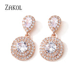 Square Water Drop Dangle Earrings for Women Bridal Wedding Jewelry