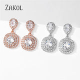 Square Water Drop Dangle Earrings for Women Bridal Wedding Jewelry