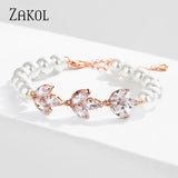 Leaf Bracelet with Cubic Zirconia for Women
