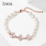 Leaf Bracelet with Cubic Zirconia for Women