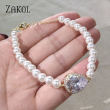 Leaf Bracelet with Cubic Zirconia for Women
