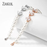 Leaf Bracelet with Cubic Zirconia for Women