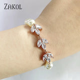Leaf Bracelet with Cubic Zirconia for Women