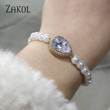 Leaf Bracelet with Cubic Zirconia for Women
