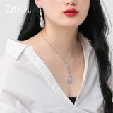 Water Drop CZ Long Pendant Necklace for Women FSNP2038