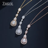 Water Drop CZ Long Pendant Necklace for Women FSNP2038