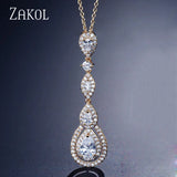 Water Drop CZ Long Pendant Necklace for Women FSNP2038