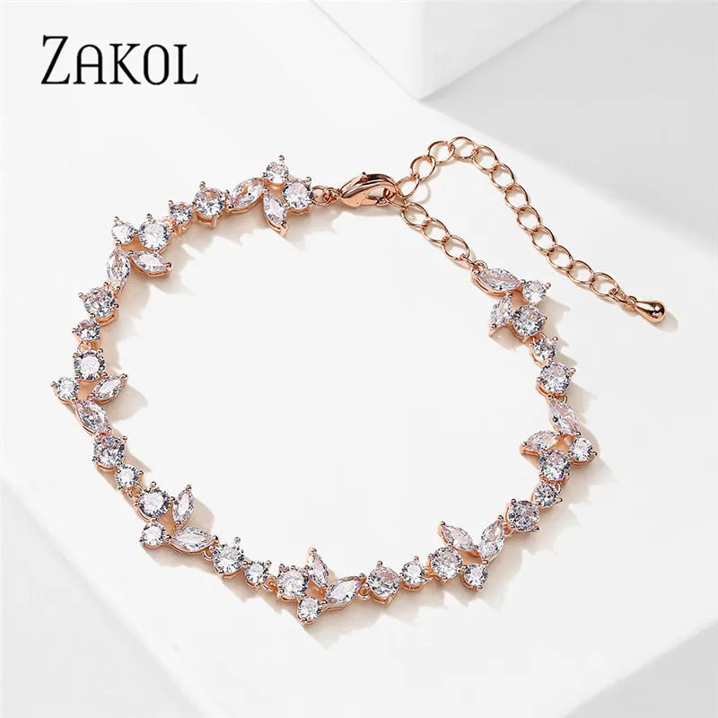CZ Chain Bracelet Wedding Bride Bangle BP5030
