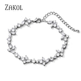 CZ Chain Bracelet Wedding Bride Bangle BP5030