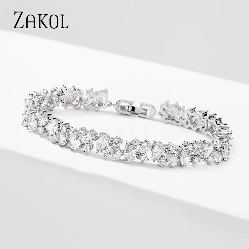 CZ Charm Bracelet for Women Bridal Wedding Jewelry