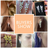 Marquise Cut Cluster Flower Zirconia Crystal Long Dangle Drop Earrings