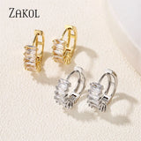 Classic Crystal Geometric Hoop Earrings For Women Metal Party