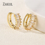 Classic Crystal Geometric Hoop Earrings For Women Metal Party
