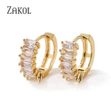 Classic Crystal Geometric Hoop Earrings For Women Metal Party