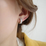 Classic Crystal Geometric Hoop Earrings For Women Metal Party