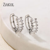 Classic Crystal Geometric Hoop Earrings For Women Metal Party