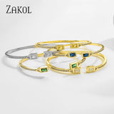 Zircon Adjustable Cuff Bangle for Women FSBP2212