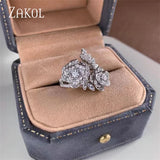 Flower Adjustable Ring for Women Cubic Zirconia Open Ring