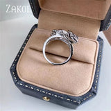 Flower Adjustable Ring for Women Cubic Zirconia Open Ring