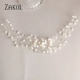 Leaf Pearls Wedding Hair Combs Silver Rhinestone Bridal Head Jewelry