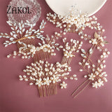 Leaf Pearls Wedding Hair Combs Silver Rhinestone Bridal Head Jewelry