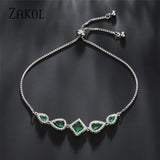 Green Square Zircon Adjustable Bracelet for Women