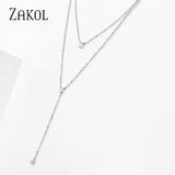Geometric Round Chains Necklace Double Layer Clavicle Choker NP2274