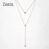 Geometric Round Chains Necklace Double Layer Clavicle Choker NP2274