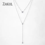 Geometric Round Chains Necklace Double Layer Clavicle Choker NP2274