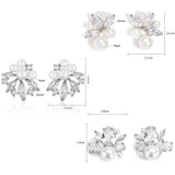 Pearl Zircon Stud Earring for Women Bridal Wedding Party
