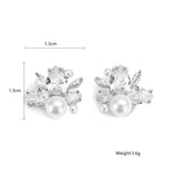 Pearl Zircon Stud Earring for Women Bridal Wedding Party